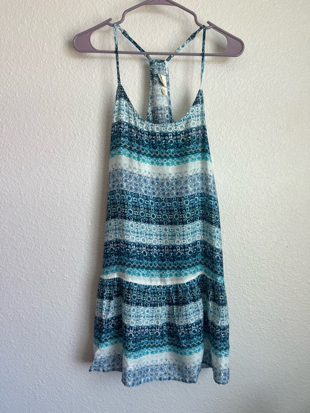 Roxy Blue Teal Patterned Tank Dress